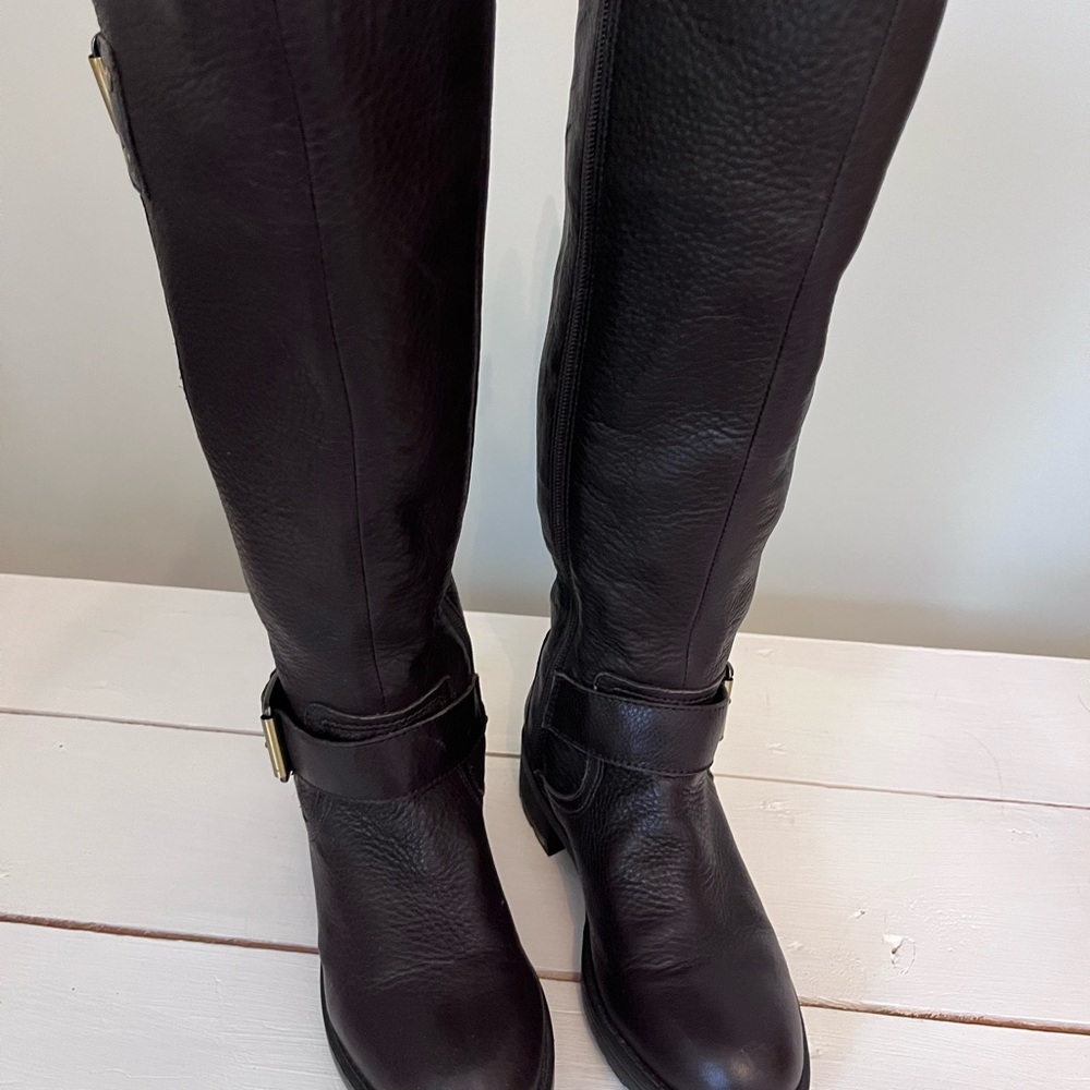 Clarks Brown Leather Knee-High Boots